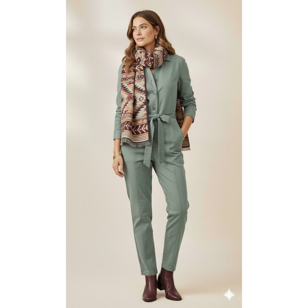 New Gap Jumpsuit Vintage Utility Size 2 Flight Suit Sage Green Long Sleeve‎ Belt